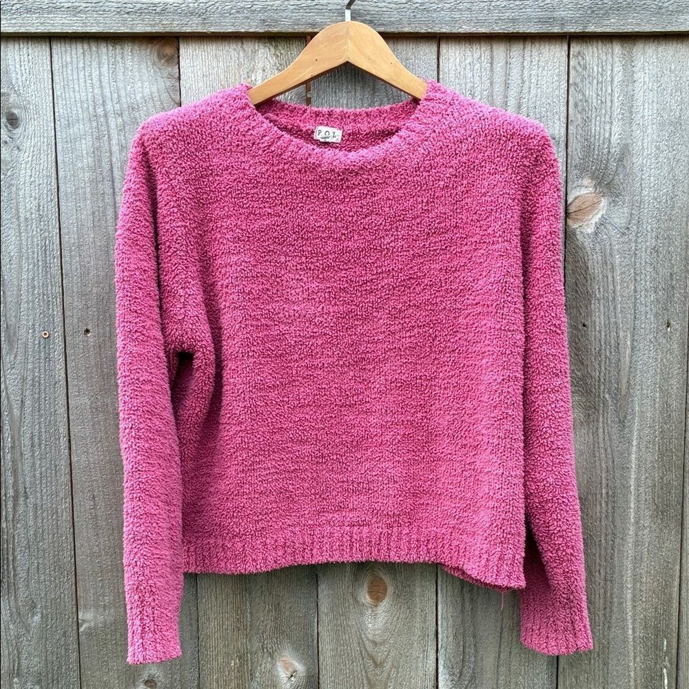 POL Crew Neck Fuzzy Pullover Sweater - Picture 1 of 3